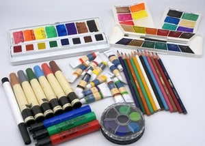 STUDENT ART SUPPLIES, OIL PAINTS, WATERCOLORS, COLORED PENCILS, & MARKERS - Picture 1 of 24