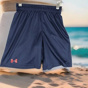 Under Armour Shorts Boys 7 Navy Blue Beach Wear Swim Trunks Basketball Soccer - Picture 1 of 12