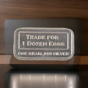 BARTER BAR 4x 1 GRAMMO .999 ARGENTO FINE COMMERCIO PER 1 DOZZINA DI UOVA - Foto 1 di 3