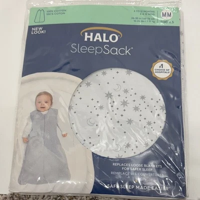 Halo SleepSack in White with Grey Stars and Moons Size Medium.6-12 months.NWT - Image 1 of 4