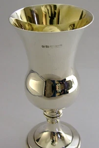 MINT ENGLISH STERLING SILVER WINE GOBLET CHALICE CUP 1967 BARWARE 100g - Picture 1 of 7