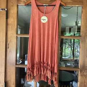Hayden Los Angeles Cover Up Sommerkleid lachs lässig Bindesaum Boho Gr. Medium - Bild 1 von 6