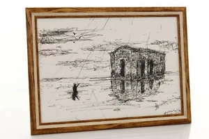 Zeichnung "Barmherzigkeit" Mischtechnik Impressionismus Karton Fineliner und Acryl - Bild 1 von 6