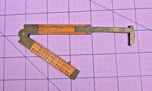 Vintage Stanley No 36 Folding Ruler Caliper Wood Brass 6" USA Tool Rule Ruler. - Picture 1 of 5