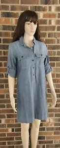 NWT JCrew Jean Denim Shirt Dress Size XS Blue Two Tone Button Long Sleeve - Picture 1 of 10