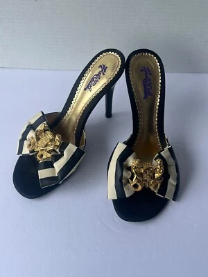 Галстук-бабочка Hale Bob размер 8,5 с золотым медальоном туфли женские черно-белые в полоску - Изображение 1 из 4