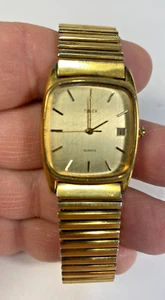 Vintage Timex Quartz Watch Men's Gold Tone Date Non Working - Picture 1 of 9