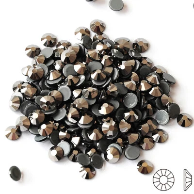 Jet Hematite Hotfix Glass Strass Loose Flatback Iron On Rhinestones Crystals - Image 1 of 4