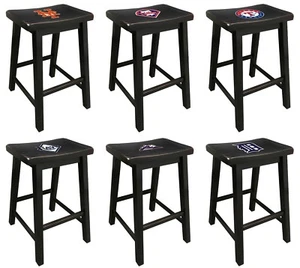MLB Wood Bar Stool Black Finish 24" or 29" Tall Baseball Team Logo Vinyl Decal - Picture 1 of 34