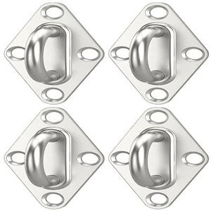 4 Pcs 2.3 Inch 304 Stainless Steel Pad Eye Plate Hook with Screws for Suspens... - Picture 1 of 6