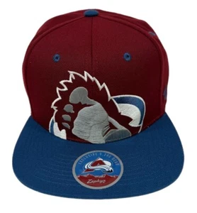 Zephyr NHL Colorado Avalanche RARE "Footy" Flat Bill SnapBack Hat BRAND NWT - Picture 1 of 5