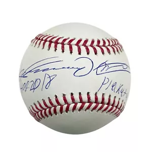 VLADIMIR GUERRERO Sr. & VLADIMIR Jr. Doppio FIRMATO Autografo O.M.L. BASEBALL JSA - Foto 1 di 11