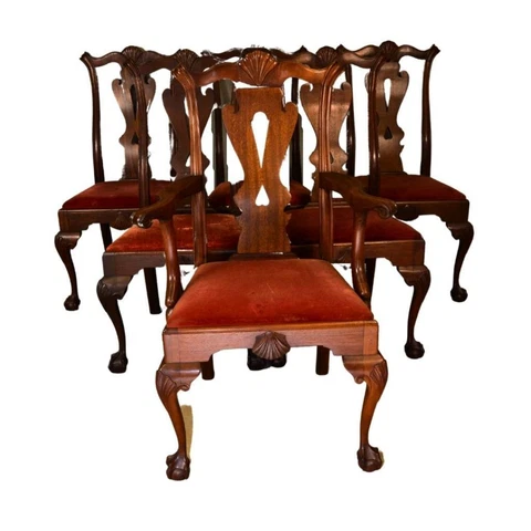Antique Dining Room Chairs, Custom Mahogany Ball & Claw #21615 Cover