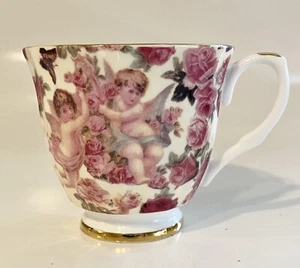 Staffordshire Bone China Mayfair Fluted Victorian Chintz Cherub Rose Cup No Sauc - Picture 1 of 5