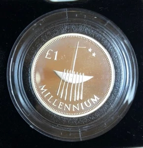 2000 Ireland Millennium Lyre & Boat - PROOF Silver Pound Coin-KM#31a-BOX & COA - Picture 1 of 4