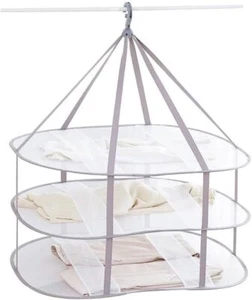 3-Tier Folded Mesh Clothes Hanging Dryer Sweater Drying Rack - Picture 1 of 2