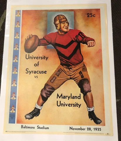 MARYLAND TERRAPINS FOOTBALL vs Syracuse 1935 Vintage Program Cover 22x28 POSTER Cover