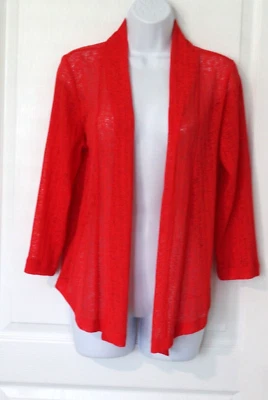 Women's Cardigan Long Sleeve Alia Petite Sz PS Red Gathered Back Waterfall Hem - Image 1 of 4