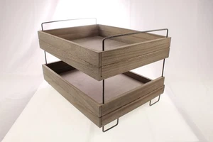 2 Tier Wood & Wire Stand - Picture 1 of 3