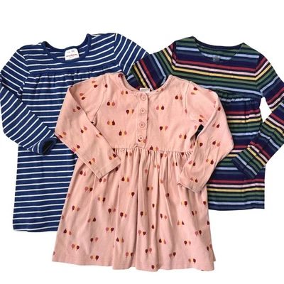 Hanna Andersson Kids платье туника комплект полоски розовый синий радуга размер 5-6 110 см - Изображение 1 из 4