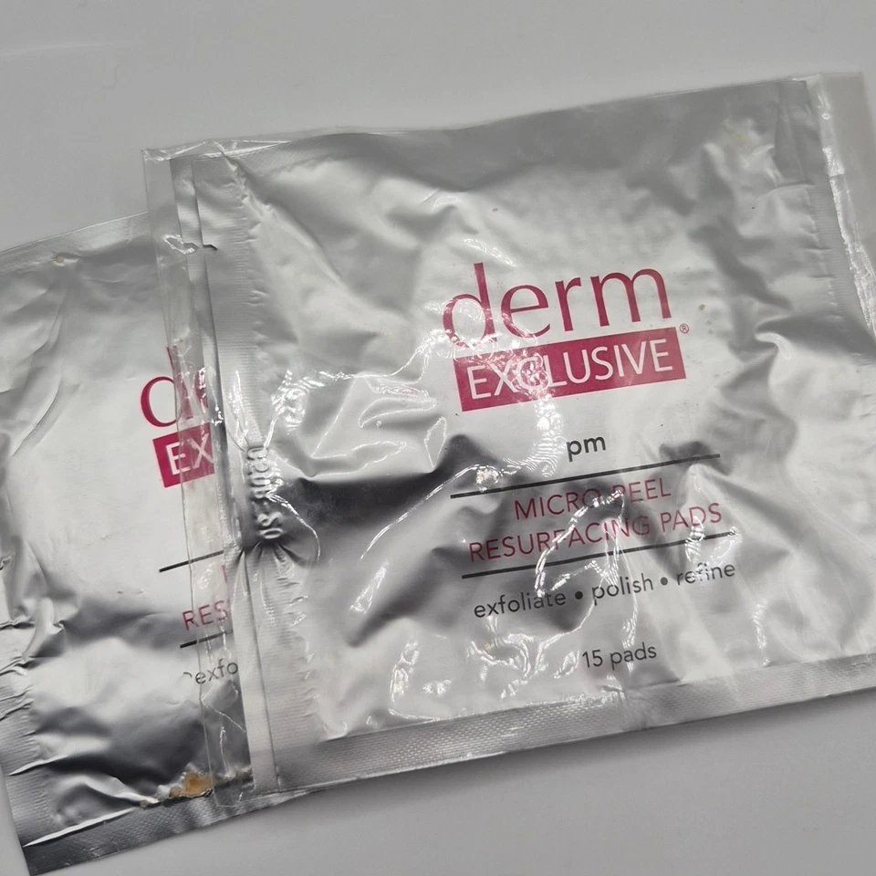 3 New Derm Exclusive PM Micro Peel Resurfacing Pads Exfoliate Refine Sealed  - Image 1 of 4