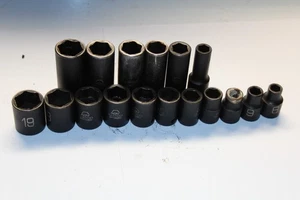 MATCO TOOLS 3/8" DRIVE METRIC 6 POINT DEEP & STANDARD IMPACT SOCKET SET / LOT 17 - Picture 1 of 4