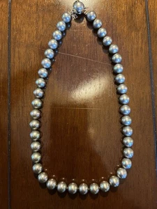 Stunning Majorica Pearl 925 Silver Lyra Iridescent Pearl Necklace - Picture 1 of 9
