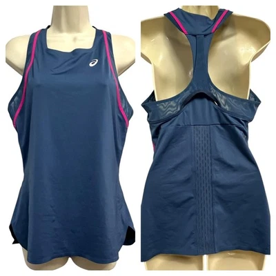 Asics Tank Top Womens Large Blue Racerback Running Mesh Ventilated Performance - Image 1 of 4