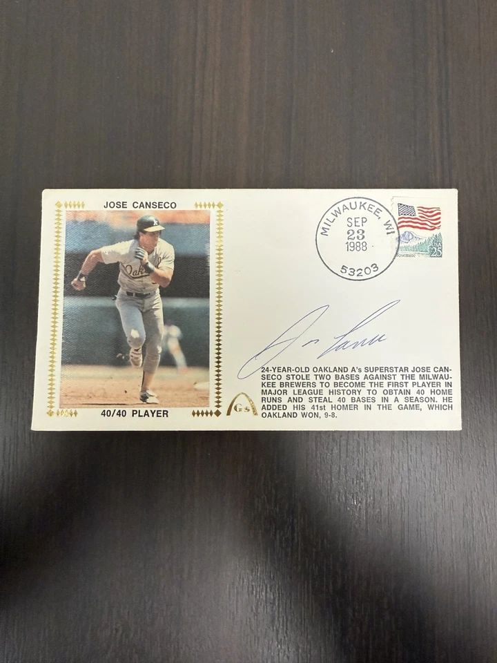 Jose Conseco Firmado FDC 40/40 Jugador JSA  Foto 1 de 1