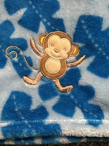 RN 67227 Swiggles? Tan Brown Monkey Blue Leaf/Leaves Baby Blanket/Lovey HTF - Picture 1 of 7