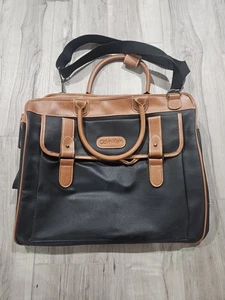 NWOT Calvin Klein Unisex Large Weekender Travel Bag, Black & Brown Faux Leather - Picture 1 of 14