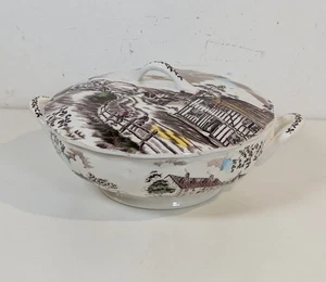 W.H Grindley Stafford England Dickens Coaching Stages Lidded Serving Dish Tureen - Picture 1 of 16