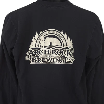 Arch Rock Brewing T Shirt Mens Size Medium Black Gold Beach Oregon Made In USA - Image 1 of 4