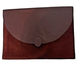 Vintage Must de Cartier Paris SuedeLeather Document Fold Clutch Envelope Red - Picture 1 of 20