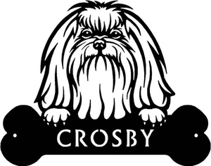 Maltese Head and Dog Bone Sign with Custom Name or Numbers - Picture 1 of 5