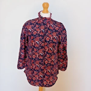 Blusa Apiece Apart US 4 UK 8 Marijn Pura Seda Estampado Floral Azul Rosa Diseñador - Imagen 1 de 11
