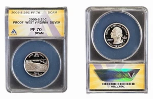 2005-S 25c West Virginia Silver Washington Quarter ANACS PF 70 Deep Cameo - Picture 1 of 3