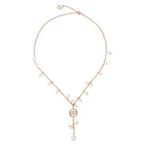 Gorgeous 18" Rose Gold Plated Cultured Freshwater Pearl Evil Eye Necklace - Picture 1 of 2
