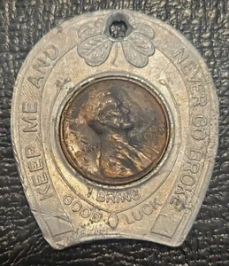 1971 D LINCOLN CENT ENCASED SCENIC RAILROAD CASS WV GOOD LUCK TOKEN COIN MEDAL - Picture 1 of 6
