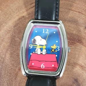 Collectible Peanuts Snoopy & Woodstock Watch Blue & Red Rectangular Face - Picture 1 of 9