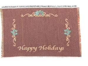 Menge 4 - Happy Holidays Stechpalmenblätter Beeren Gobelin Stoff Kissen Paneele - Bild 1 von 3