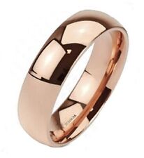 Solid Titanium Polished Rose Gold Plated 6mm Plain Wedding Band Ring Size 5-13