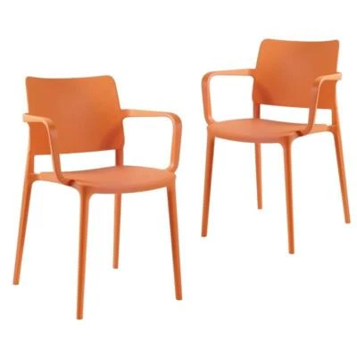 Omax Decor Cleo Arm Resin Patio Dining Chair in Orange - (Set of 2) - Image 1 of 4