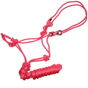 EASY-ON HORSE ROPE HALTER W/ 8' DETACHABLE LEAD HOT PINK #26195 - Picture 1 of 1