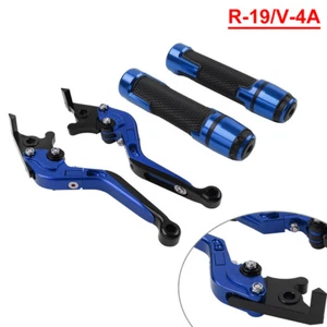 Blue Extendable Brake Clutch Lever Handlebar Grip Set For Yamaha YZF R1 09-14 - Picture 1 of 10