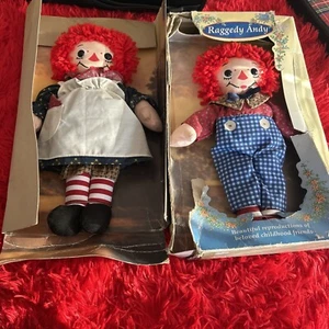 1996 75th Anniversary Raggedy Ann & Raggedy Andy vintage rag Dolls Hasbro - Picture 1 of 13