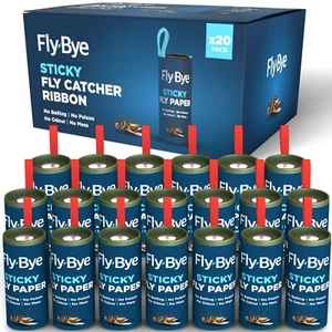 Fly Sticky Paper Trap Stickers Tape Insect Catcher Fruit Fly Strip x 20 Rolls UK - Picture 1 of 8