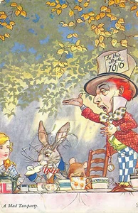 Alice im Wunderland, eine verrückte Tea-Party Postkarte Kopie - Bild 1 von 2