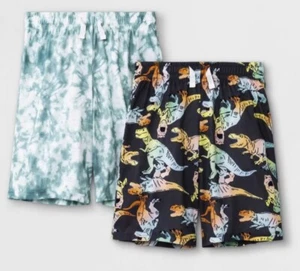 NEW Cat & Jack 2-Pair PJ Sleep Shorts Dinosaur Tie Dye Elastic Waist XL (16) - Picture 1 of 2