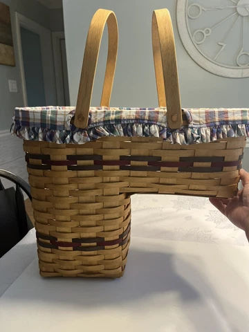 Vtg Large Stair Step Basket Bradford Longaberger Liner Protector Cover
